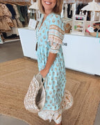 ✦ Calestra™ | Azure Breeze Boho Maxi Dress