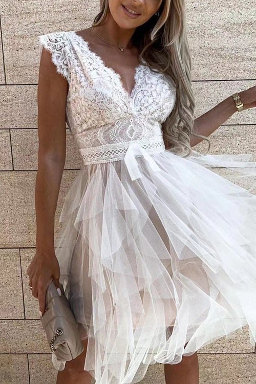 Clara Lace & Tulle Midi Dress