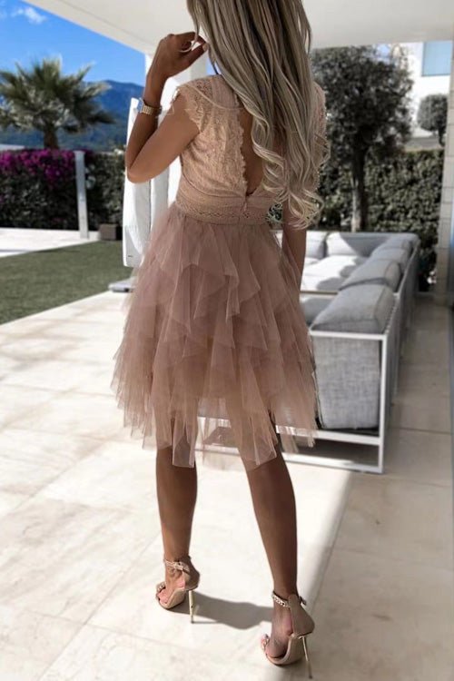 Clara Lace & Tulle Midi Dress