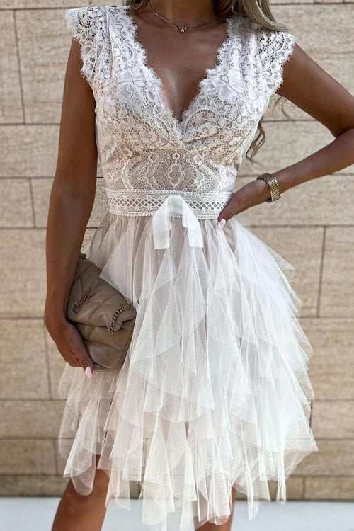 Clara Lace & Tulle Midi Dress