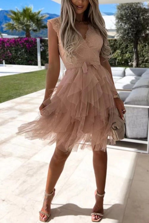 Clara Lace & Tulle Midi Dress