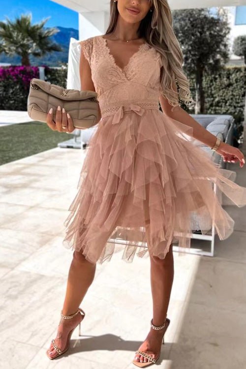 Clara Lace & Tulle Midi Dress