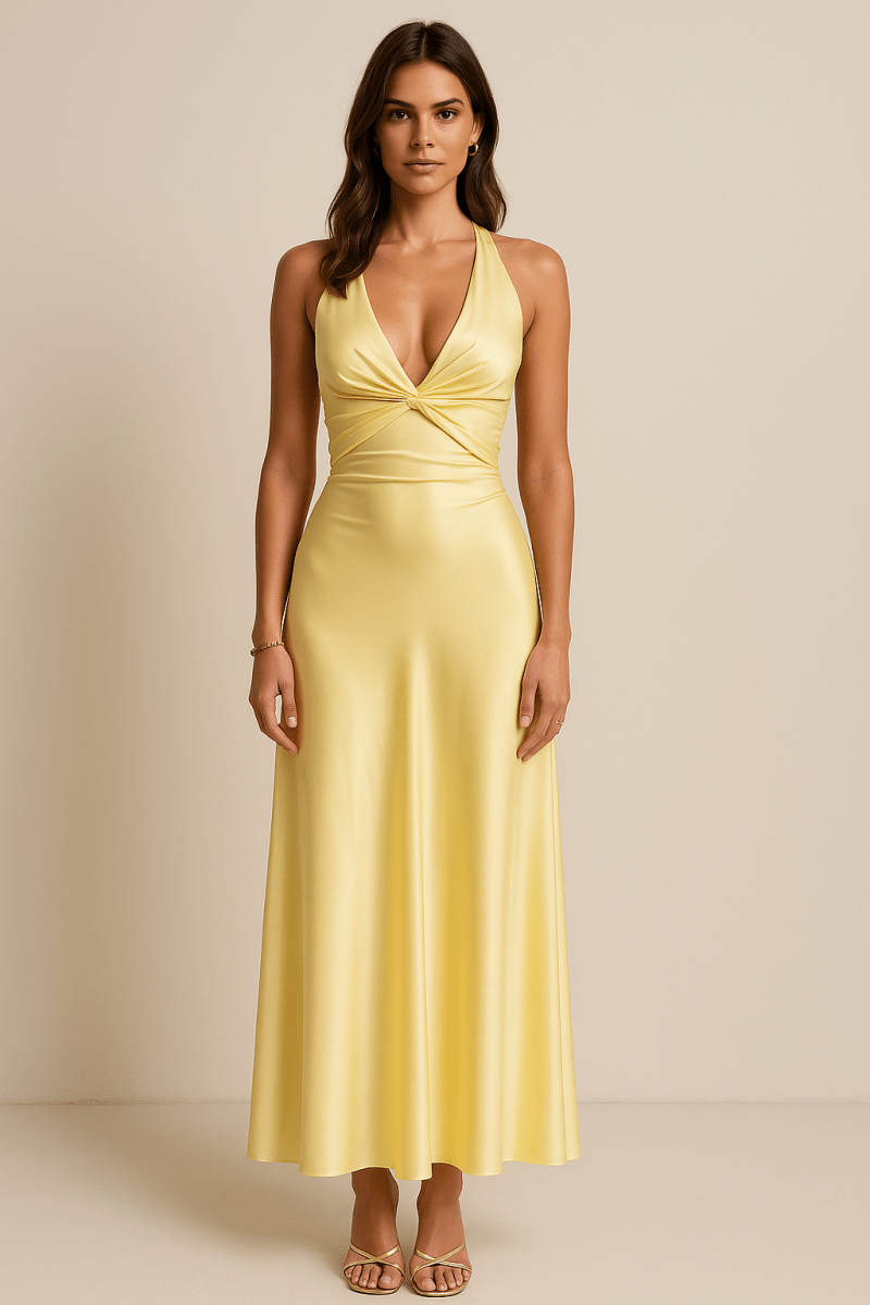 Satin Halter Maxi Gown