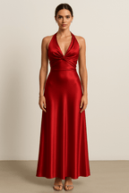 Satin Halter Maxi Gown