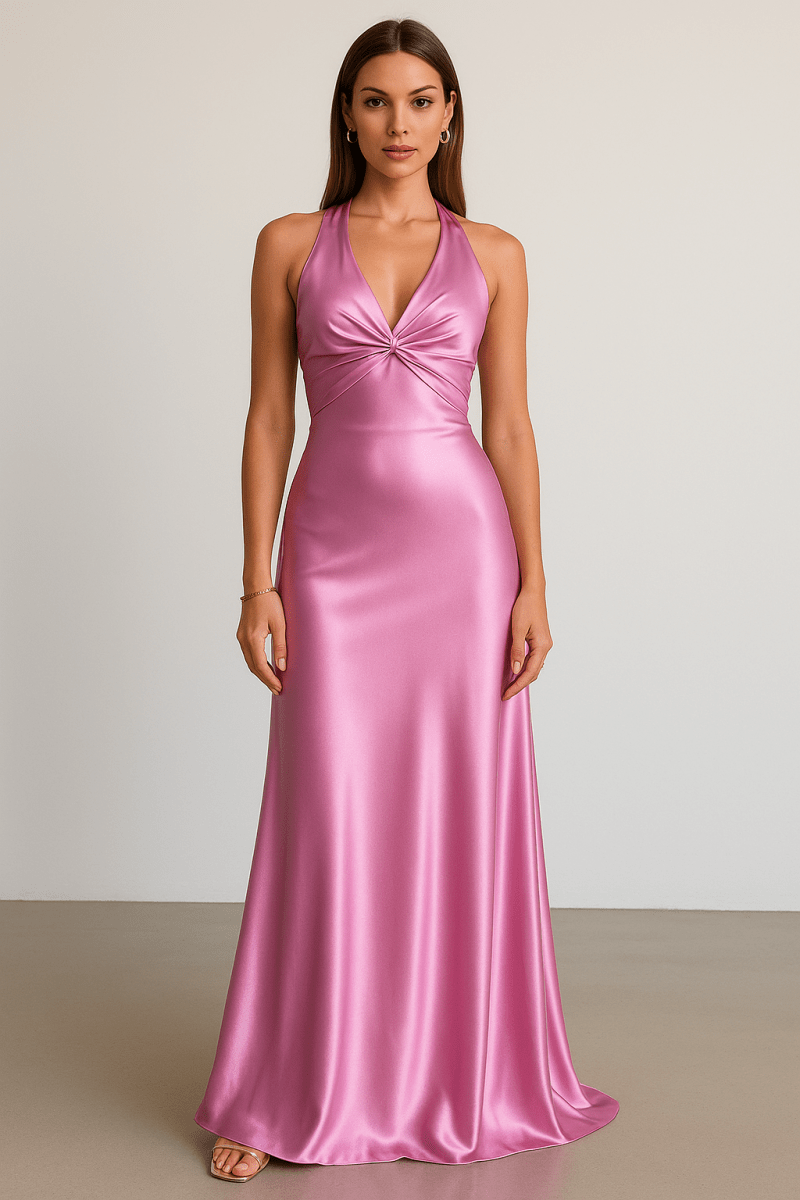 Satin Halter Maxi Gown