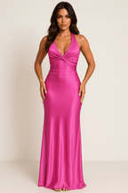 Satin Halter Maxi Gown