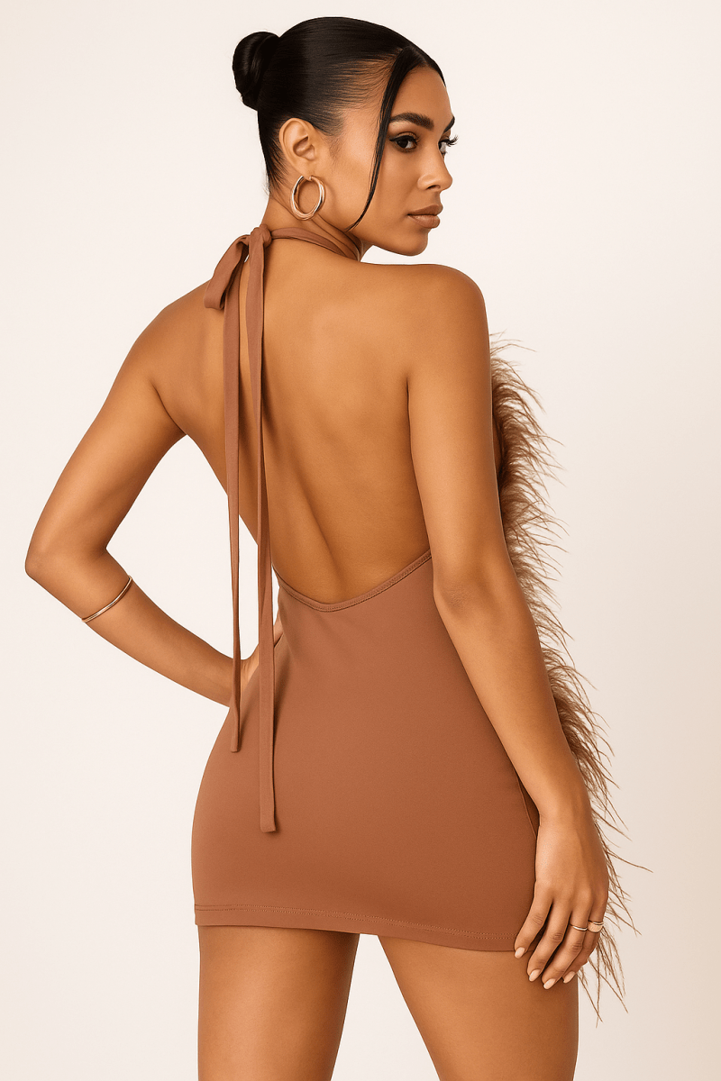 Faux Feather Mini Dress