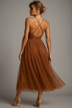 Corset Chiffon Midi Gown