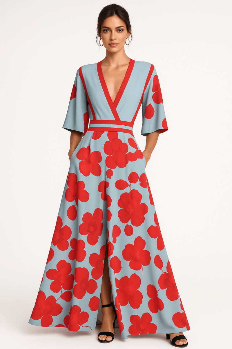 Floral V-Neck Maxi Dress