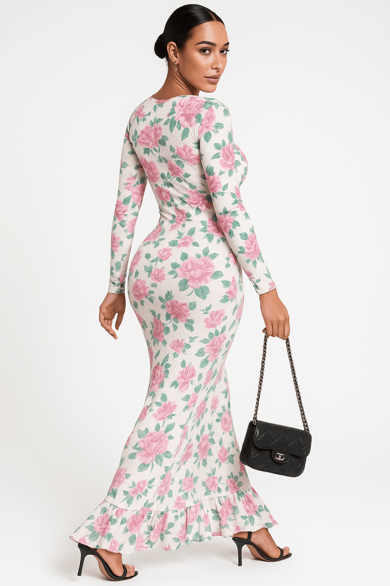 Floral Turtle Neck Maxi Dress