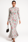 Floral Turtle Neck Maxi Dress