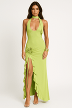 Halter Neck Maxi Dress with Side Slit