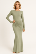 Long Sleeve Maxi Dress with O-Neck
