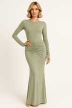 Long Sleeve Maxi Dress with O-Neck