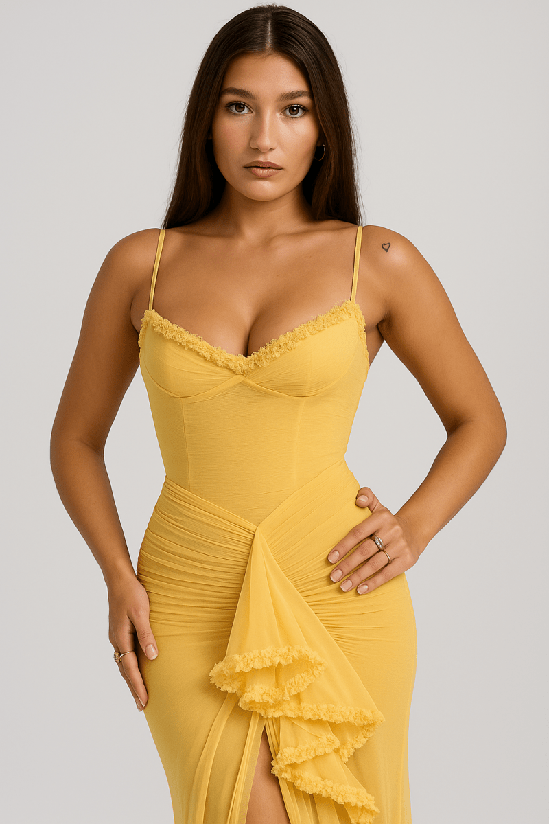 Ruffled Maxi Dress – Spaghetti Strap