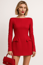 Double Bow Mini Dress – High‑Waist