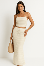 Lace Two Piece Set – Crop Top & Summer Maxi Skirt