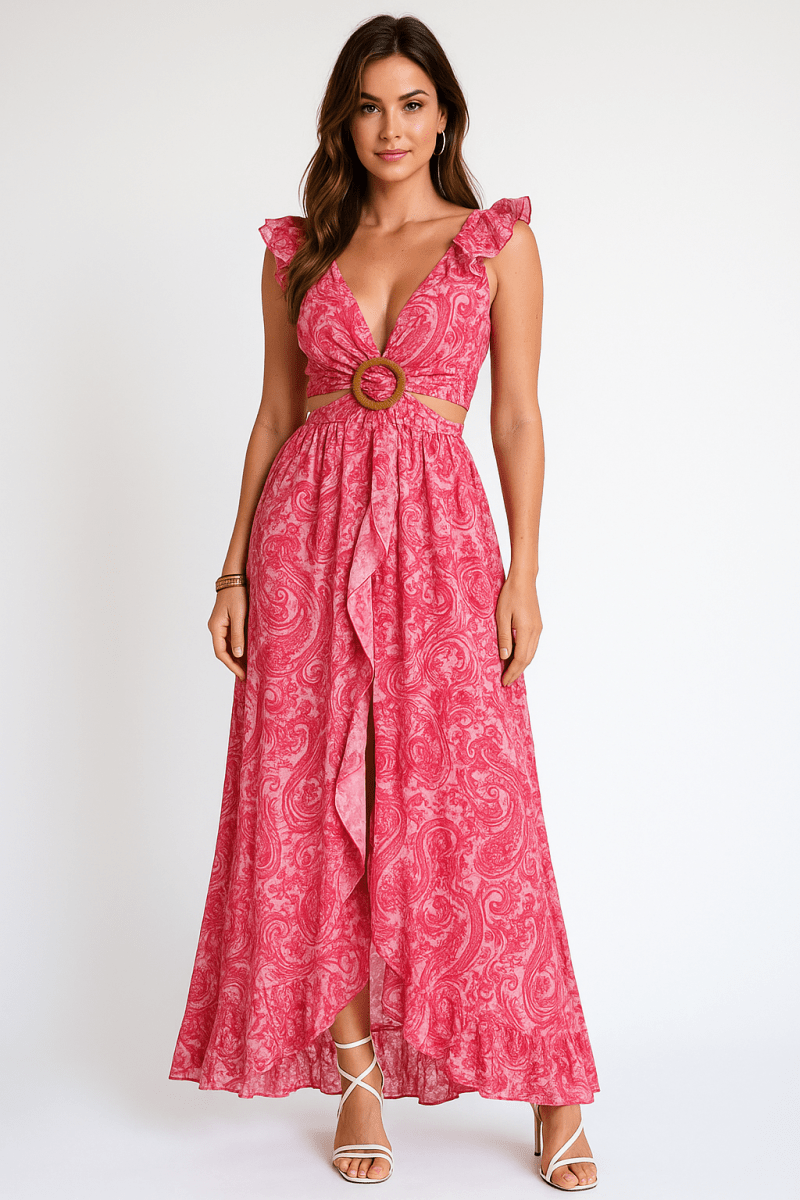 Floral V-Neck Summer Maxi Dress