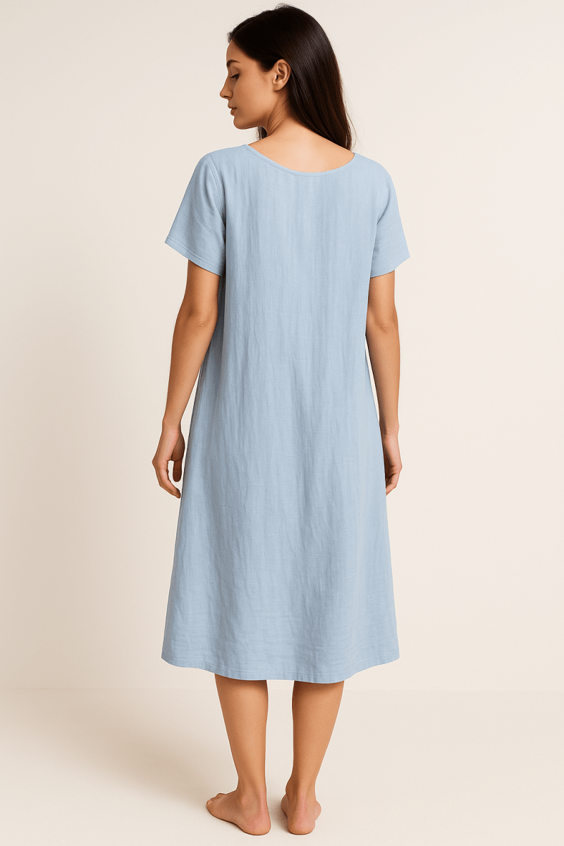 Cotton Blend V-Neck Maxi Dress