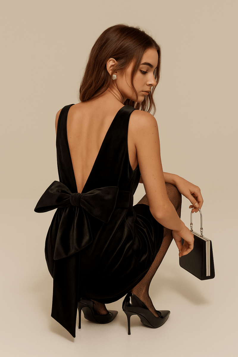 Velvet Bow Mini Dress