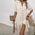 Aliyah – Button-Down Ruffle Hem Dress