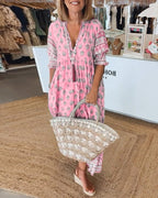 ✦ Calestra™ | Azure Breeze Boho Maxi Dress