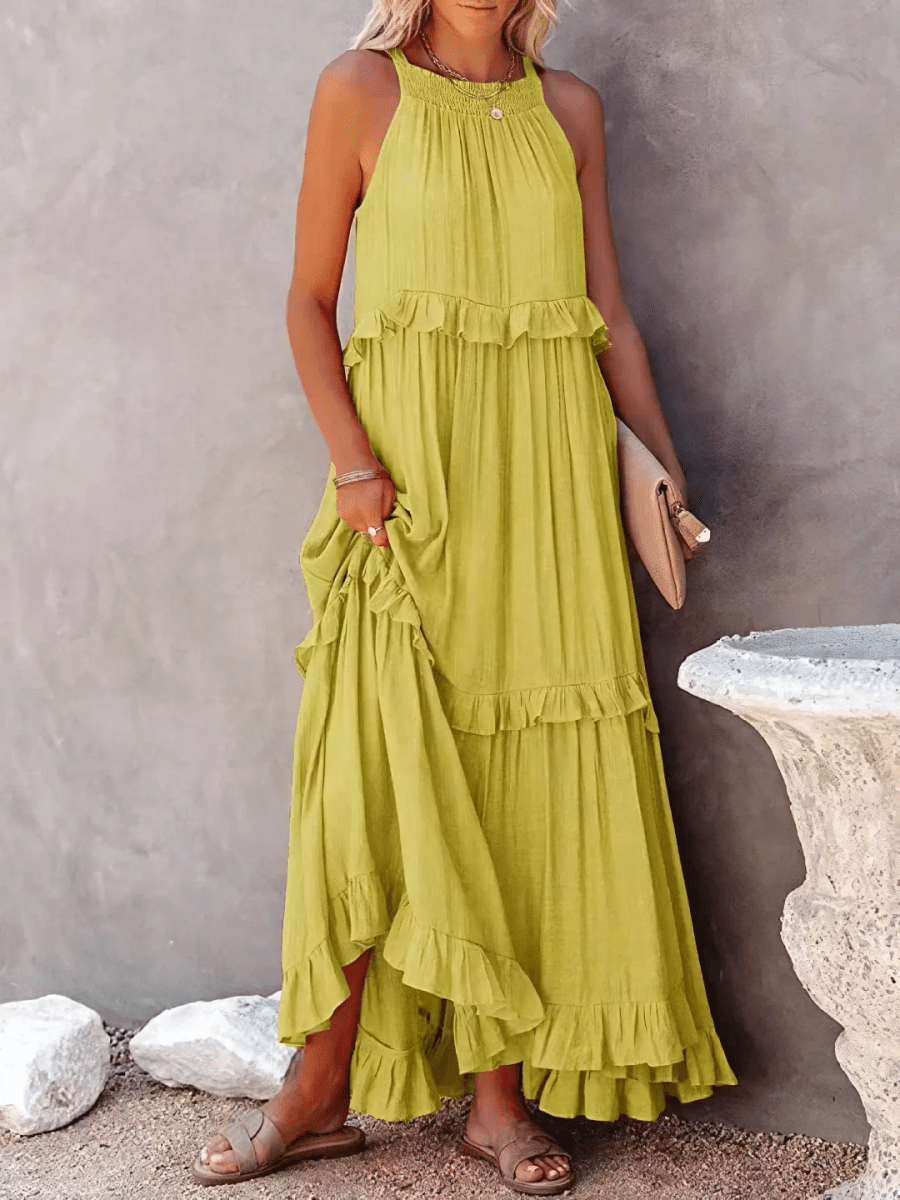 Elegant Ruffled Long Dress