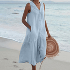 ✦ Calestra™ | Sand Whisper Linen Dress