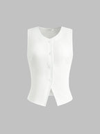 Linen Blends Button Up Tank Top