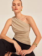 Ruched Side One-Shoulder Top