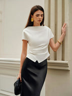 Asymmetric Hem Ruched T-Shirt