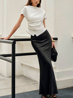 Asymmetric Hem Ruched T-Shirt