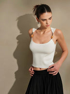 Delicate-Strap Crop Knit Top