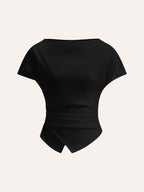 Asymmetric Hem Ruched T-Shirt
