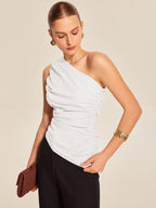 Ruched Side One-Shoulder Top