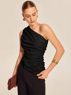 Ruched Side One-Shoulder Top