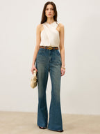 Satin Cross-Over Collar Tank Top