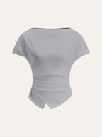 Asymmetric Hem Ruched T-Shirt