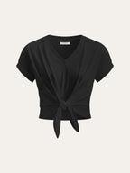 Knot Front V-Neck T-Shirt