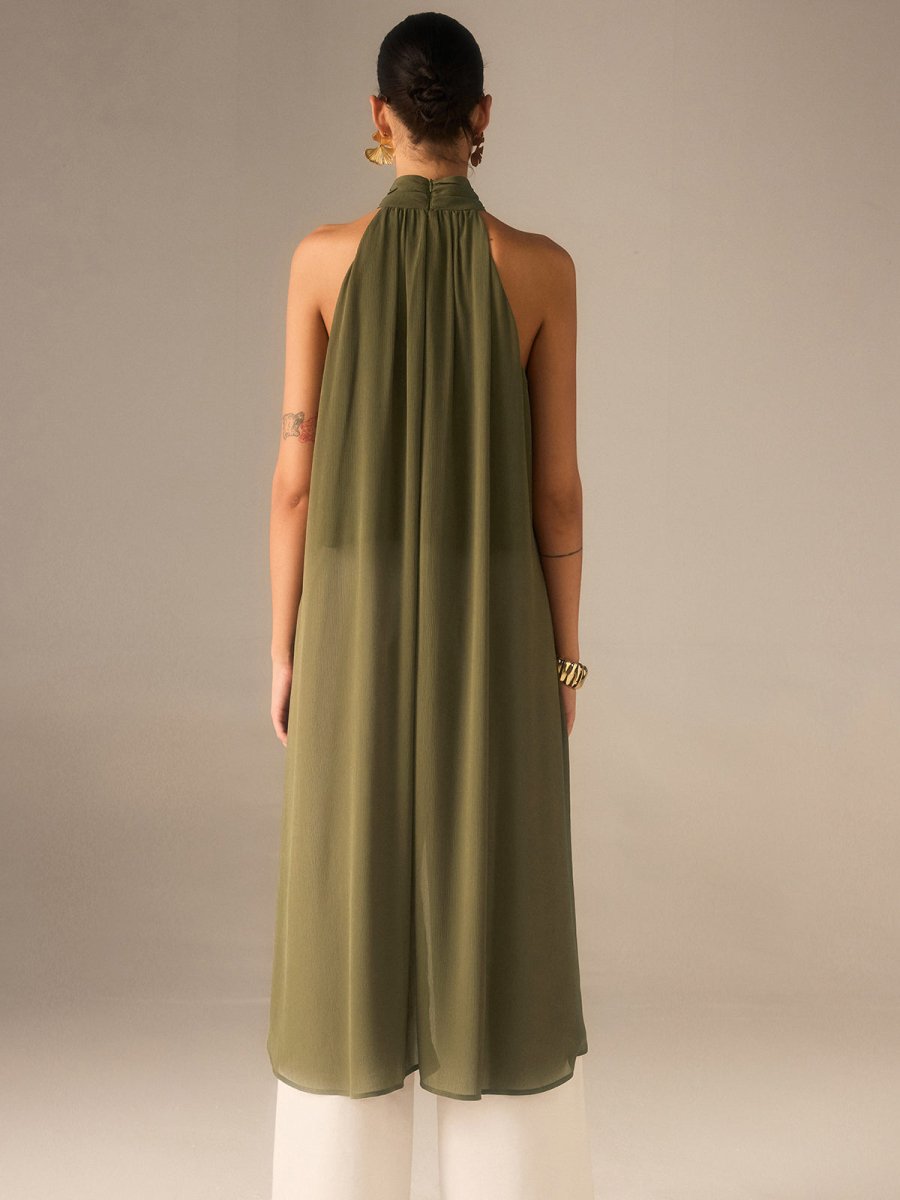 Halter-Neck Chiffon Long Top