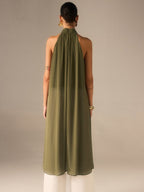 Halter-Neck Chiffon Long Top