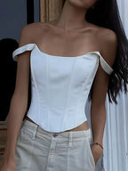 Ivory Glow Tie-Back Corset Top