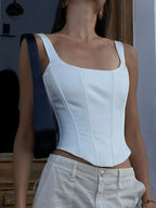 Ivory Glow Tie-Back Corset Top