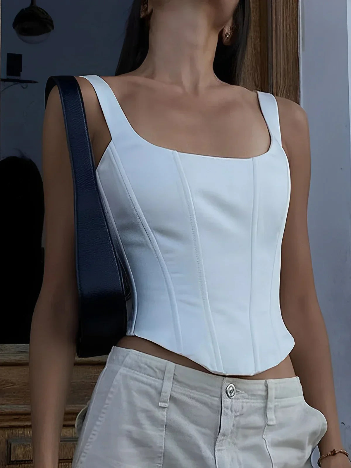 Ivory Glow Tie-Back Corset Top