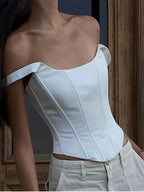 Ivory Glow Tie-Back Corset Top