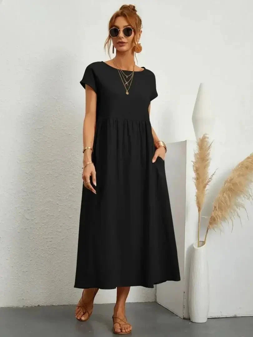 Relaxed Midi Dress with Pockets
