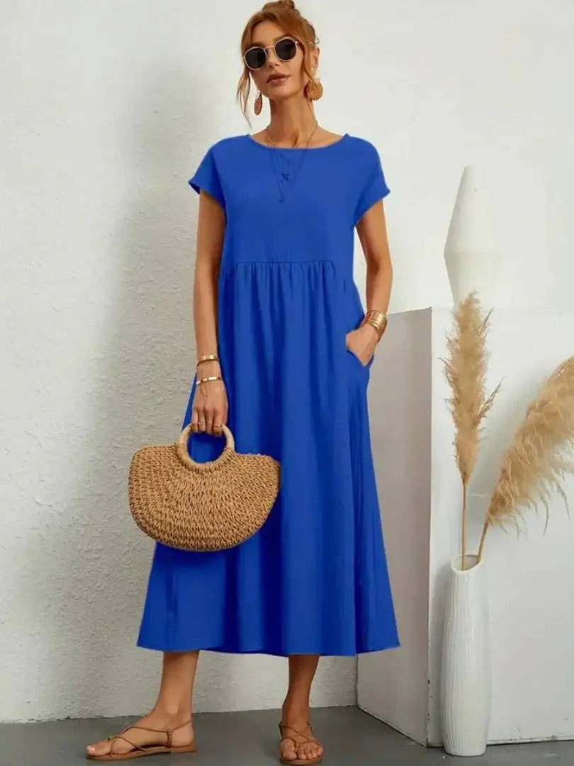 Relaxed Midi Dress with Pockets