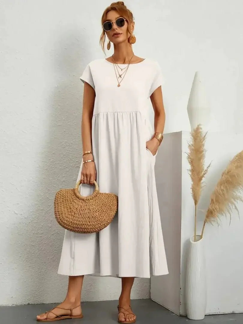 Relaxed Midi Dress with Pockets
