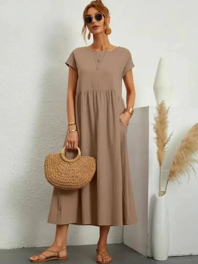 Relaxed Midi Dress with Pockets
