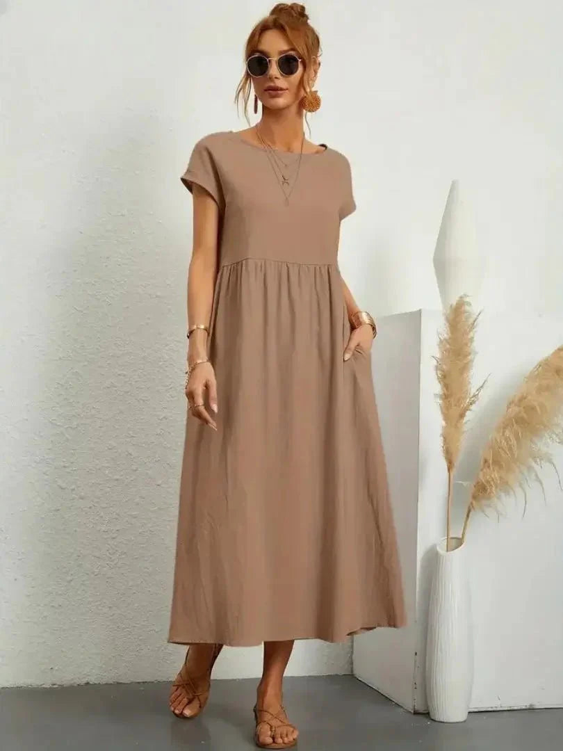 Relaxed Midi Dress with Pockets